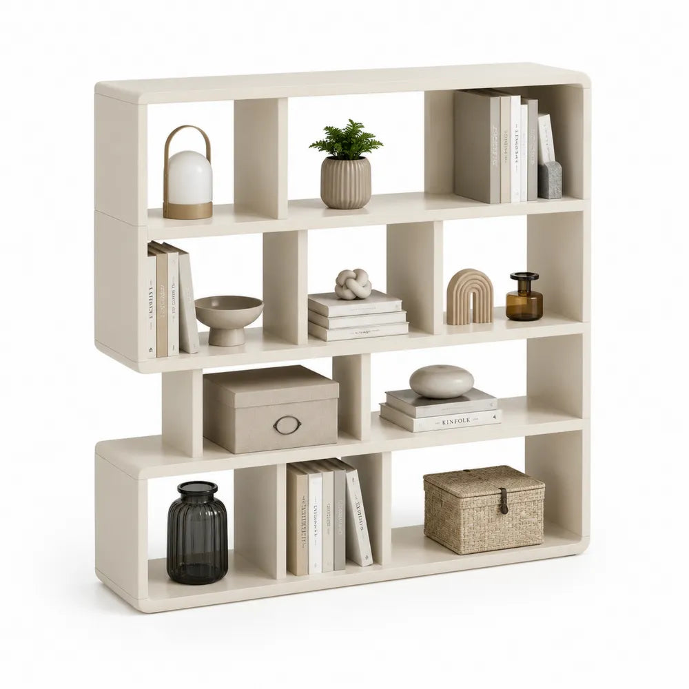 Bücherregal 120 x 30 x 120 cm Holzwerkstoff mit offenen Fächern rechteckig Beige Naturfarben