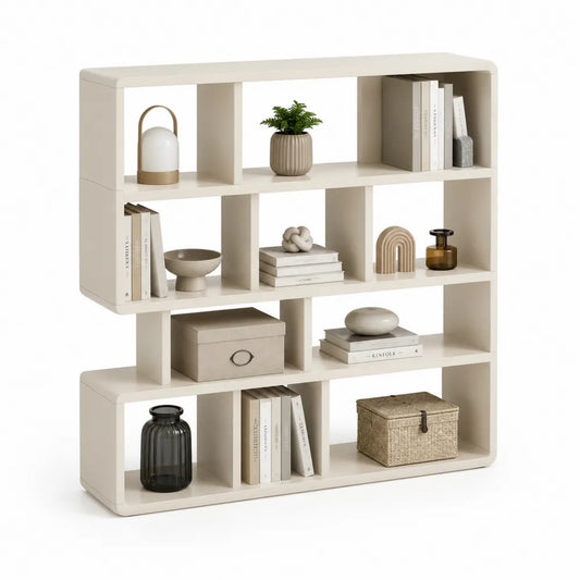 Bücherregal 120 x 30 x 120 cm Holzwerkstoff mit offenen Fächern rechteckig Beige Naturfarben