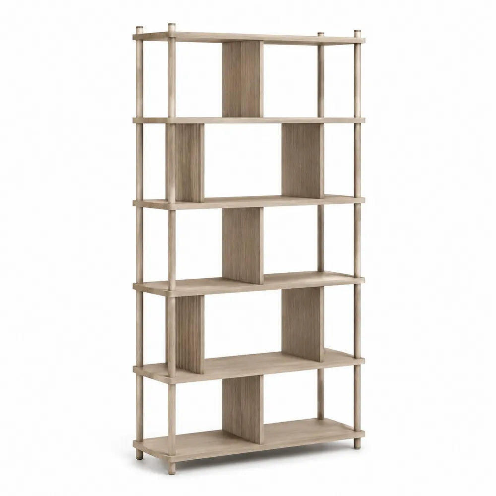 Bücherregal Raumteiler 80 cm x 30 cm x 180 cm Spanplatte Eiche Dekor Kautschukholz Naturfarben rechteckig mit offenen Fächern