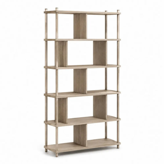 Bücherregal Raumteiler 80 cm x 30 cm x 180 cm Spanplatte Eiche Dekor Kautschukholz Naturfarben rechteckig mit offenen Fächern
