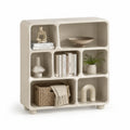 Standregal mit 7 offenen Fächern 100 cm x 35 cm x 110 cm MDF Holzwerkstoff Cremeweiß rechteckig mit abgerundeten Kanten