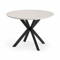 Runder Esstisch MDF Tischplatte Melaminharzbeschichtung Weiß Schwarz Metallgestell X Form 120 cm 75 cm