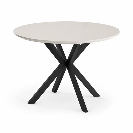 Runder Esstisch MDF Tischplatte Melaminharzbeschichtung Weiß Schwarz Metallgestell X Form 120 cm 75 cm