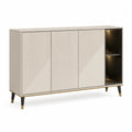 Sideboard mit 2 Türen und offenem Regal MDF Holzwerkstoff Melaminbeschichtet Metallbeine Schwarz Gold Beige