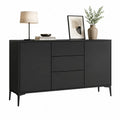 Sideboard 160 x 40 x 85 cm Schwarz Holzoptik mit 3 Schubladen und 2 Türen Metallfüße
